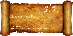 Siska Teofil névjegykártya